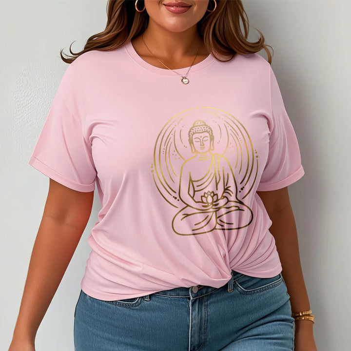 Buddha Stones ​​Goldene Meditation Buddha Halo Hält EINE Lotus Blume T T-shirt - image 13