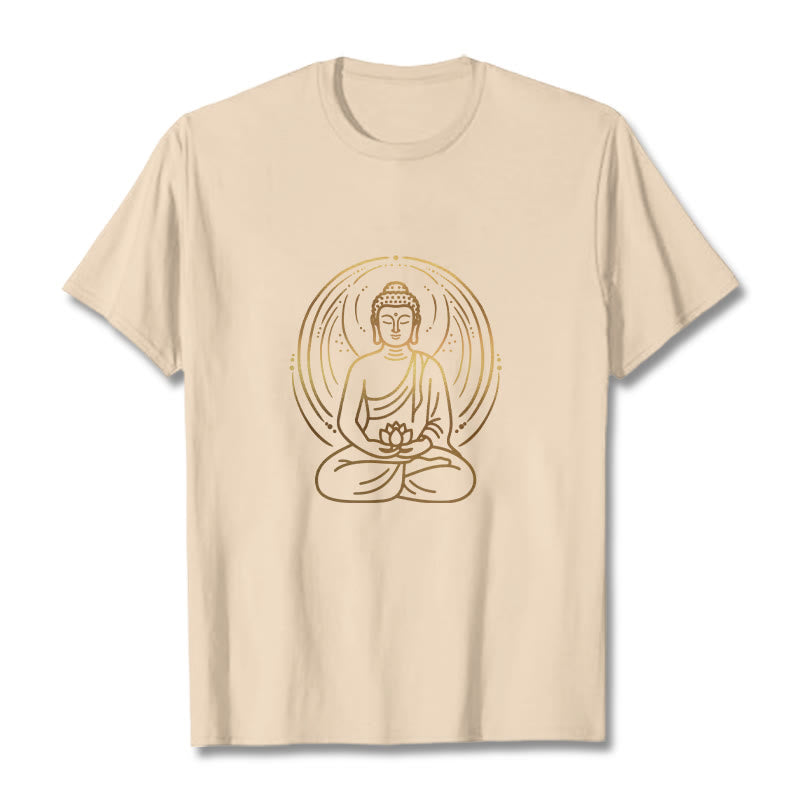 Buddha Stones ​​Goldene Meditation Buddha Halo Hält EINE Lotus Blume T T-shirt - Biskuit - 2XL - image 10
