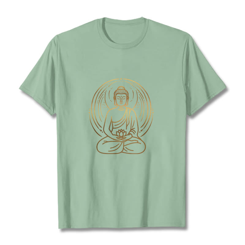 Buddha Stones ​​Goldene Meditation Buddha Halo Hält EINE Lotus Blume T T-shirt - Hellgrün - 2XL - image 14