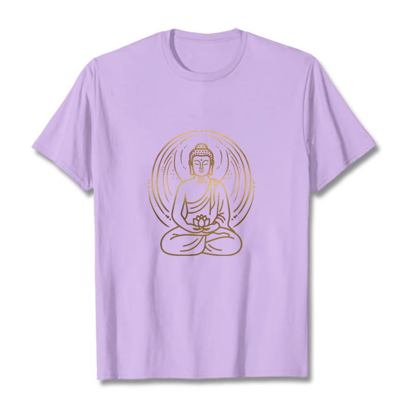 Buddha Stones ​​Goldene Meditation Buddha Halo Hält EINE Lotus Blume T T-shirt - Pflaume - 2XL - image 17