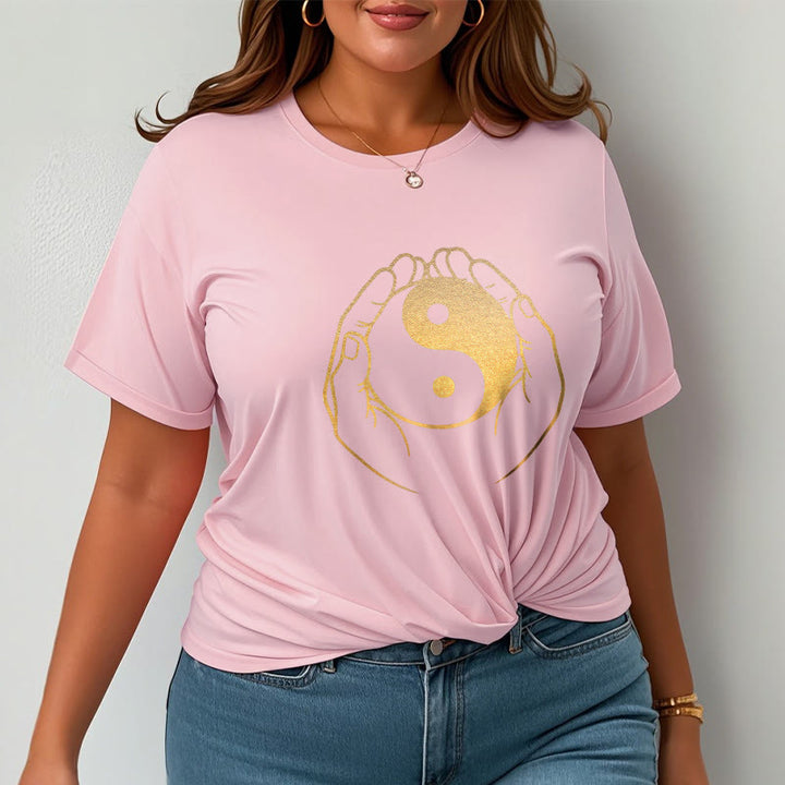 Buddha Stones ​​Hände halten eine goldene Yin Yang T-shirt - image 17