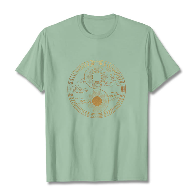 Buddha Stones ​​Yin Yang Sonne Glückverheißende Wolken T T-shirt - Blassgrün - 2XL - image 15