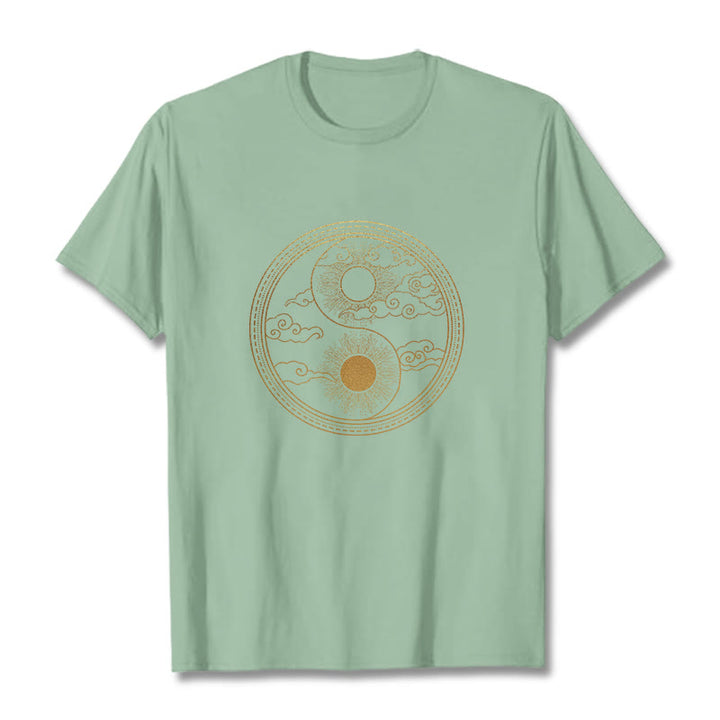 Buddha Stones ​​Yin Yang Sonne Glückverheißende Wolken T T-shirt - Blassgrün - 2XL - image 15