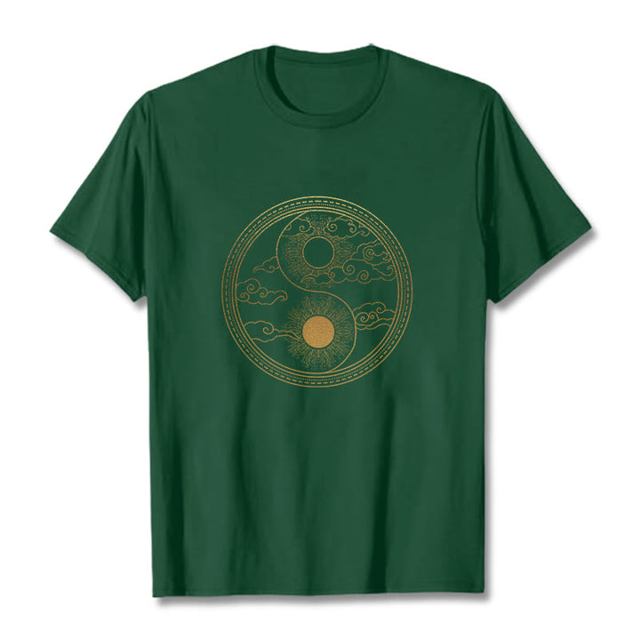 Buddha Stones ​​Yin Yang Sonne Glückverheißende Wolken T T-shirt - WaldGrün - 2XL - image 6