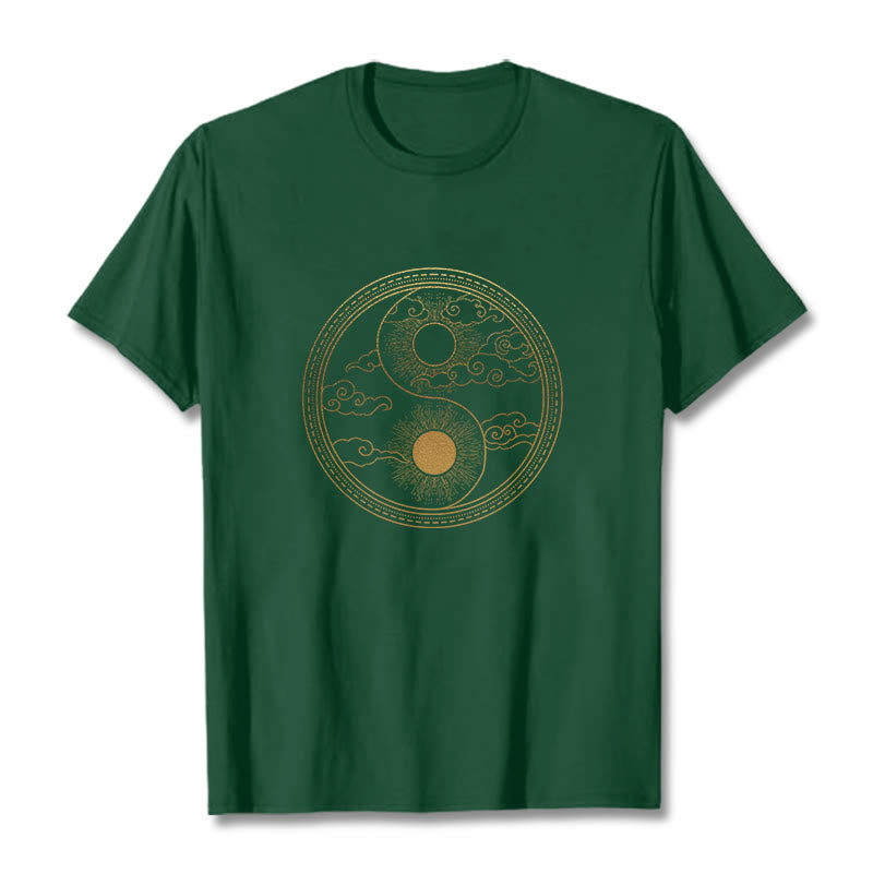 Buddha Stones ​​Yin Yang Sonne Glückverheißende Wolken T T-shirt - Waldgrün - 2XL - image 5