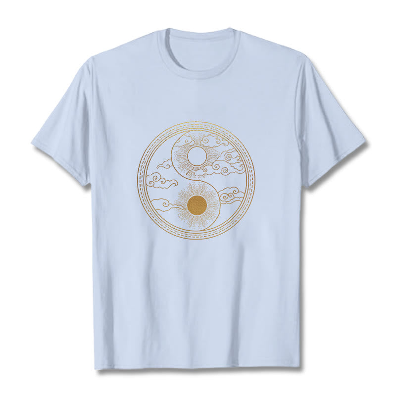 Buddha Stones ​​Yin Yang Sonne Glückverheißende Wolken T T-shirt - HellCyan - 2XL - image 12