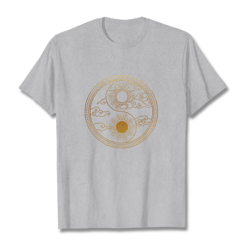 Buddha Stones ​​Yin Yang Sonne Glückverheißende Wolken T T-shirt - Hellgrau - 2XL - image 11