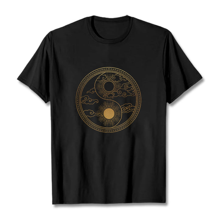 Buddha Stones ​​Yin Yang Sonne Glückverheißende Wolken T T-shirt - Schwarz - 2XL - image 1
