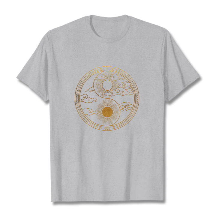 Buddha Stones ​​Yin Yang Sonne Glückverheißende Wolken T T-shirt - Hellgrau - 2XL - image 10