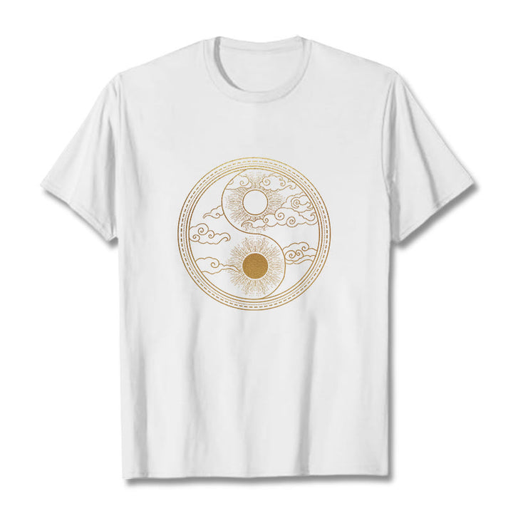 Buddha Stones ​​Yin Yang Sonne Glückverheißende Wolken T T-shirt - Weiß - 2XL - image 7