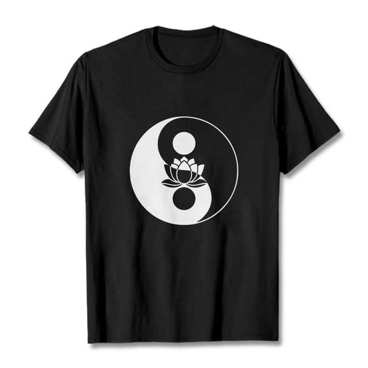 Buddha Stones ​​Yin Yang Lotus Blume T T-shirt - Schwarz - 2XL - image 5
