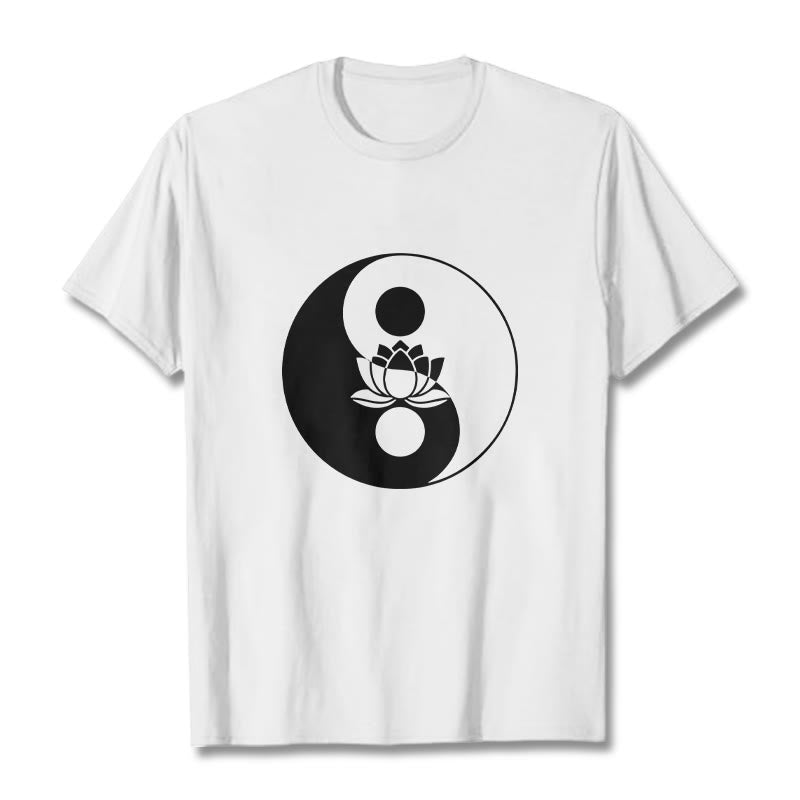 Buddha Stones ​​Yin Yang Lotus Blume T T-shirt - Weiß - 2XL - image 1