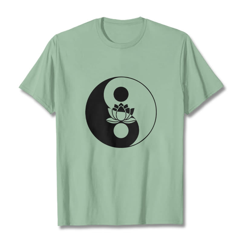 Buddha Stones ​​Yin Yang Lotus Blume T T-shirt - Blassgrün - 2XL - image 15