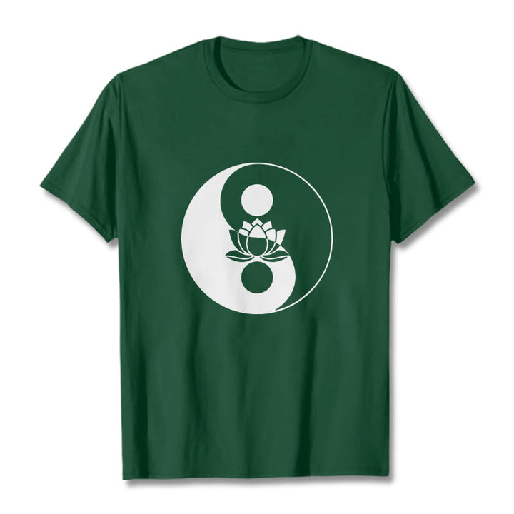 Buddha Stones ​​Yin Yang Lotus Blume T T-shirt - Waldgrün - 2XL - image 10