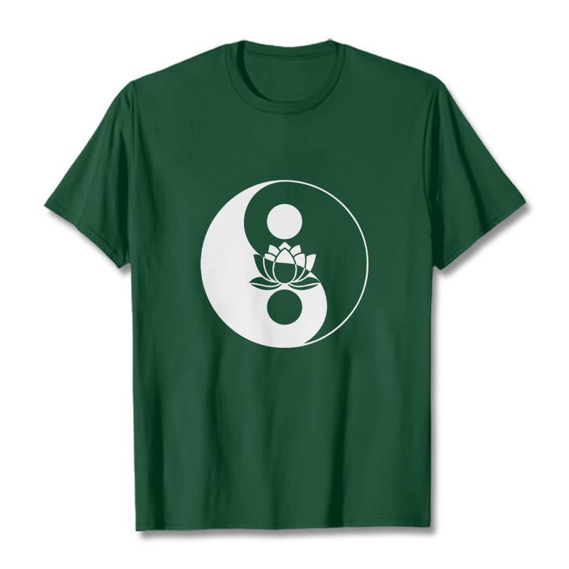 Buddha Stones ​​Yin Yang Lotus Blume T T-shirt - WaldGrün - 2XL - image 11