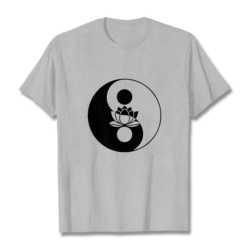 Buddha Stones ​​Yin Yang Lotus Blume T T-shirt - Hellgrau - 2XL - image 19