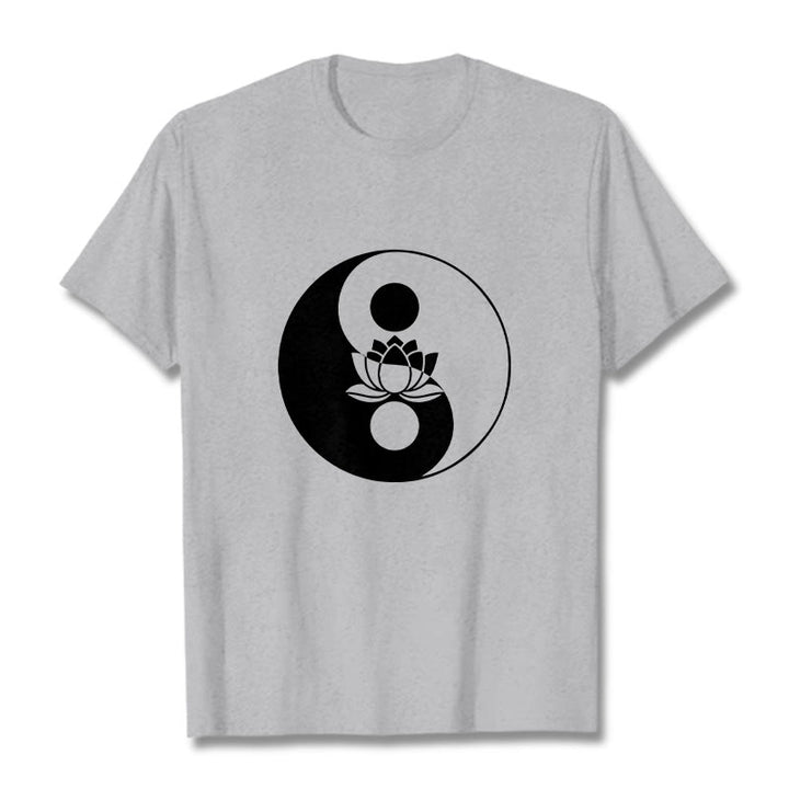 Buddha Stones ​​Yin Yang Lotus Blume T T-shirt - Hellgrau - 2XL - image 19