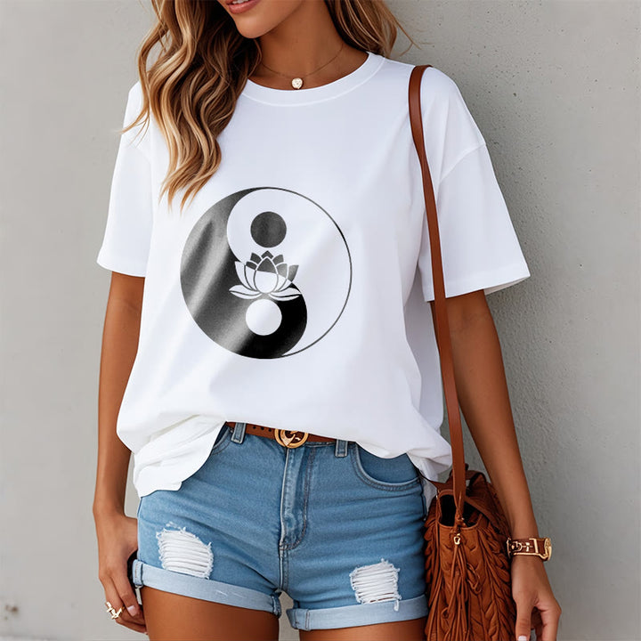 Buddha Stones ​​Yin Yang Lotus Blume T T-shirt - image 2