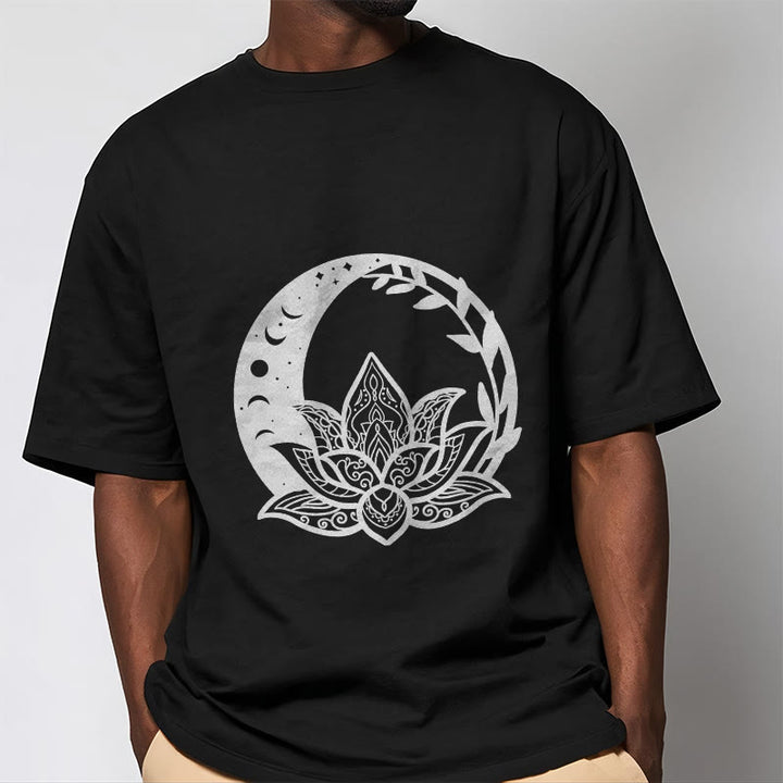 Buddha Stones ​​Lotus Blume Sonne Mond Ineinander verschlungenen Reben T T-shirt - image 6