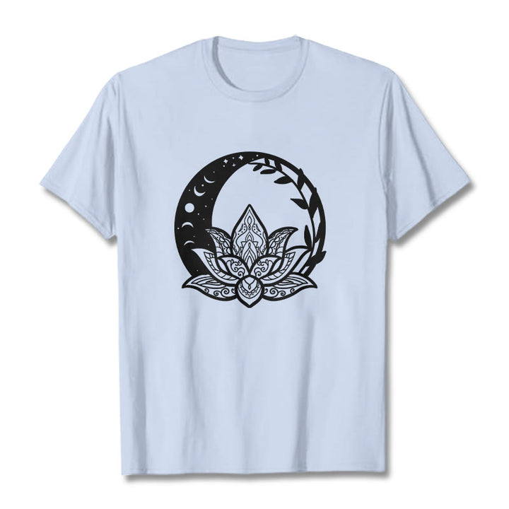 Buddha Stones ​​Lotus Blume Sonne Mond Ineinander verschlungenen Reben T T-shirt - Hellcyan - 2XL - image 18