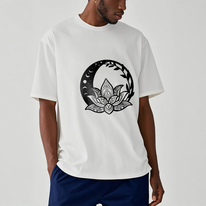 Buddha Stones ​​Lotus Blume Sonne Mond Ineinander verschlungenen Reben T T-shirt - image 1