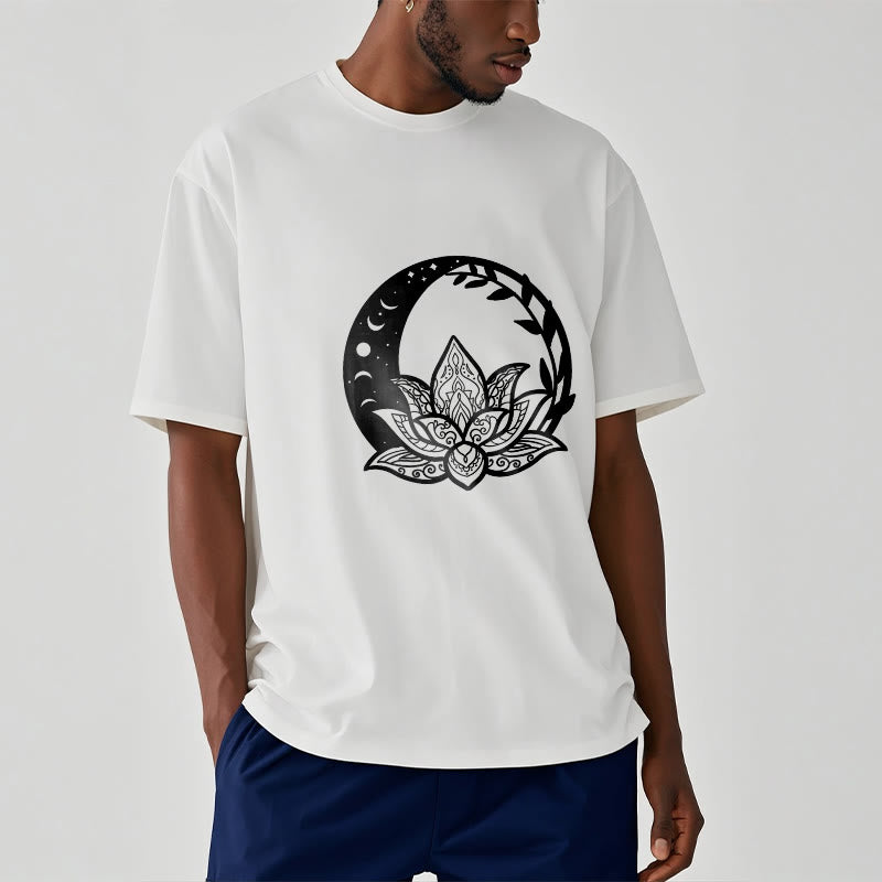 Buddha Stones ​​Lotus Blume Sonne Mond Ineinander verschlungenen Reben T T-shirt - image 2