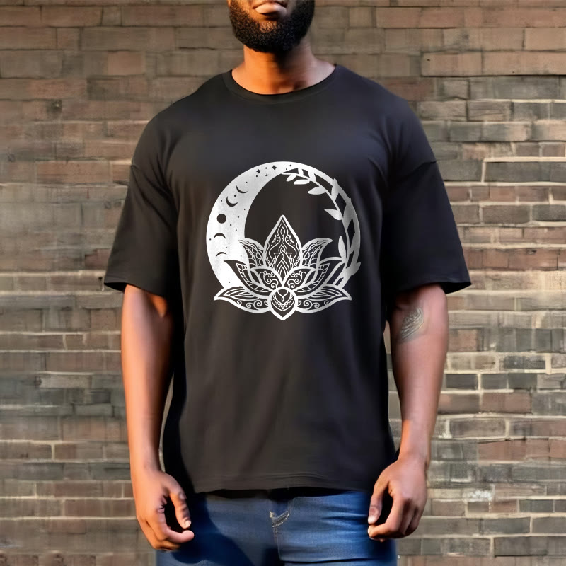 Buddha Stones ​​Lotus Blume Sonne Mond Ineinander verschlungenen Reben T T-shirt - image 7