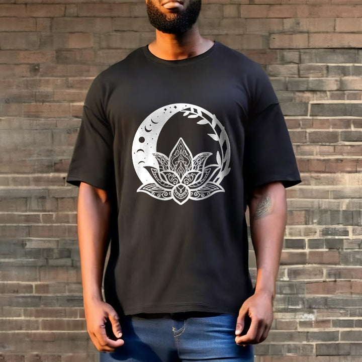 Buddha Stones ​​Lotus Blume Sonne Mond Ineinander verschlungenen Reben T T-shirt - image 6