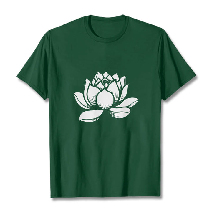 Buddha Stones ​​Lotus Blume Design T T-shirt - WaldGrün - 2XL - image 1