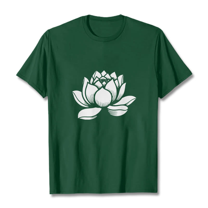 Buddha Stones ​​Lotus Blume Design T T-shirt - Waldgrün - 2XL - image 0