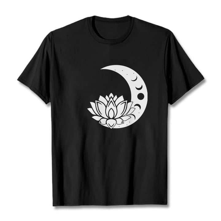Buddha Stones ​​Halbmond Lotus Blume Sonne T-shirt - Schwarz - 2XL - image 4