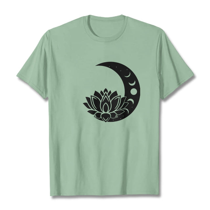 Buddha Stones ​​Halbmond Lotus Blume Sonne T-shirt - Hellgrün - 2XL - image 14