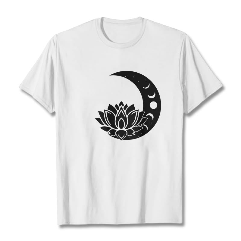 Buddha Stones ​​Halbmond Lotus Blume Sonne T-shirt - Weiß - 2XL - image 1