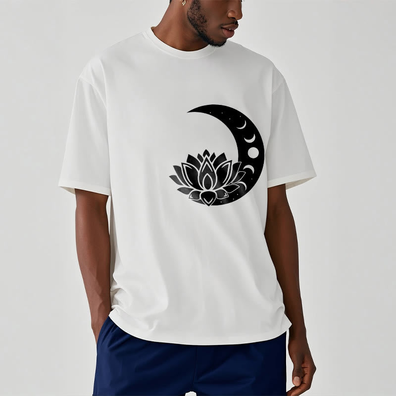 Buddha Stones ​​Halbmond Lotus Blume Sonne T-shirt - image 1