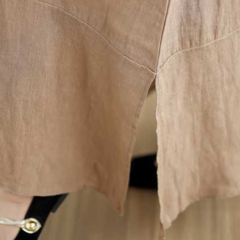 Buddha Stones Spring – Schlichtes, unregelmäßiges, ärmelloses Midikleid aus Baumwollleinen mit Taschen - image 9