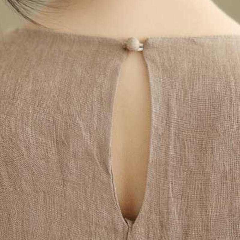 Buddha Stones Frühlings-Midikleid, schlicht, unregelmäßig, ärmellos, mit Taschen - image 7