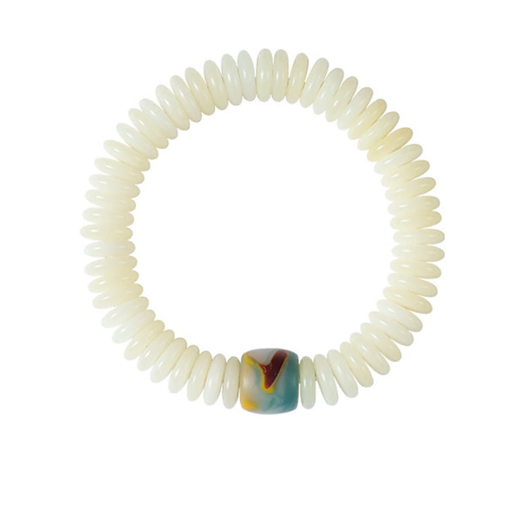 Buddha Stones, natürlicher weißer Bodhi-Samenstein, Weisheitsquaste, Mala-Armband