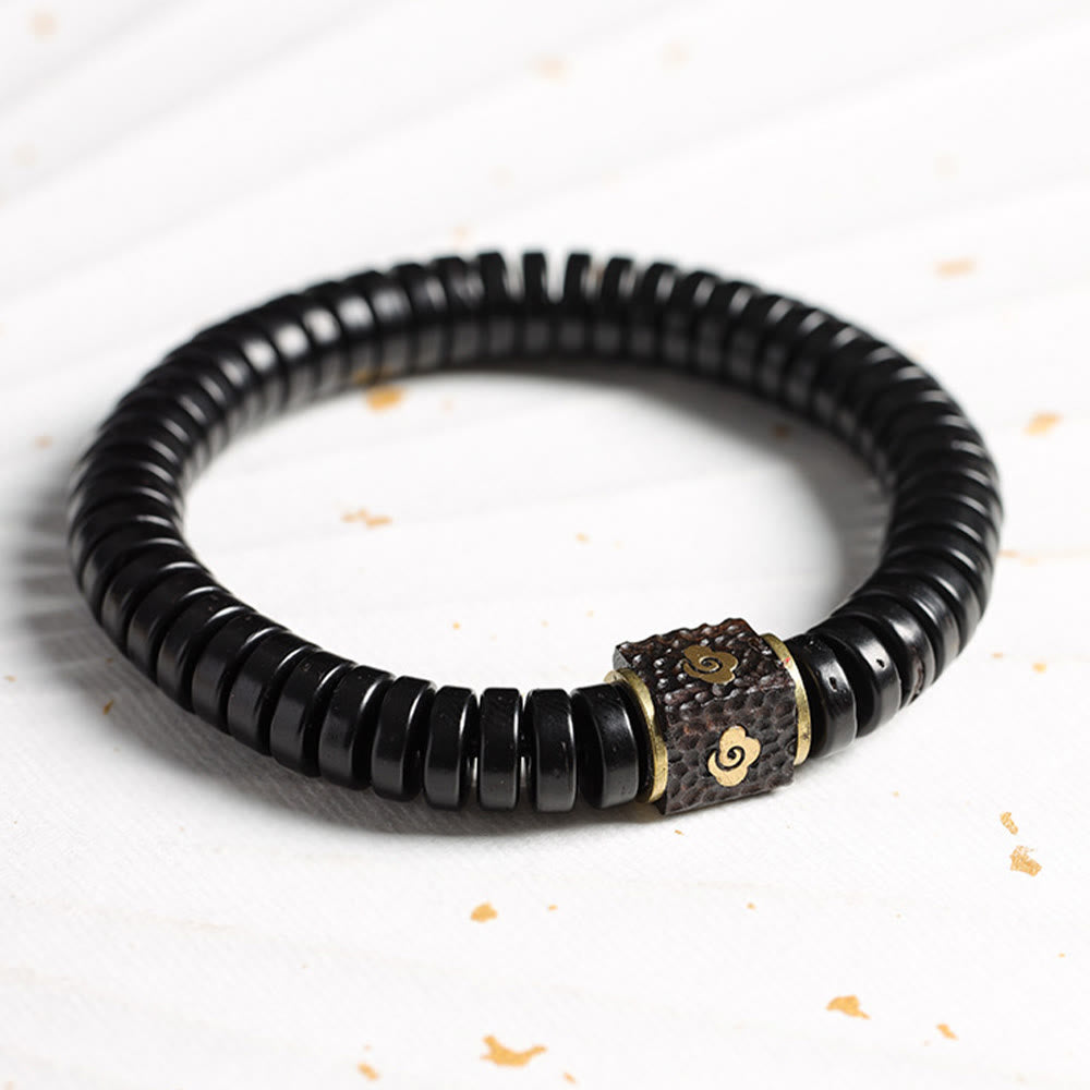 Buddha Stones Tibetische Kokosnussschale Glücksverheißende Wolken Positives Armband