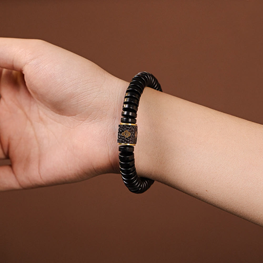 Buddha Stones Tibetische Kokosnussschale Glücksverheißende Wolken Positives Armband