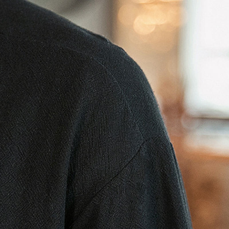 Buddha Stones Schlichte chinesische Froschknopfjacke aus Baumwolle und Leinen für Herren mit Dreiviertelärmeln - image 17