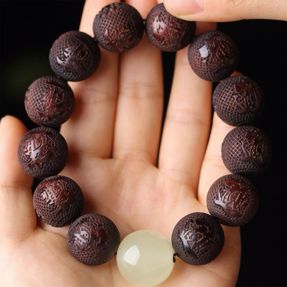PiXiu Wärmearmband mit Buddha Stones und Gravur aus tibetischem Rosenholz - image 9