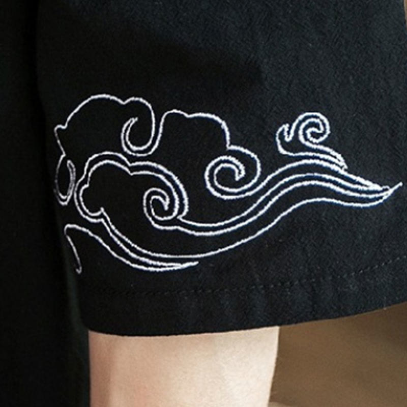 Kimono mit offener Vorderseite und Buddha Stones -Stickerei aus Baumwolle und Leinen für Herren mit Dreiviertelärmeln - image 16