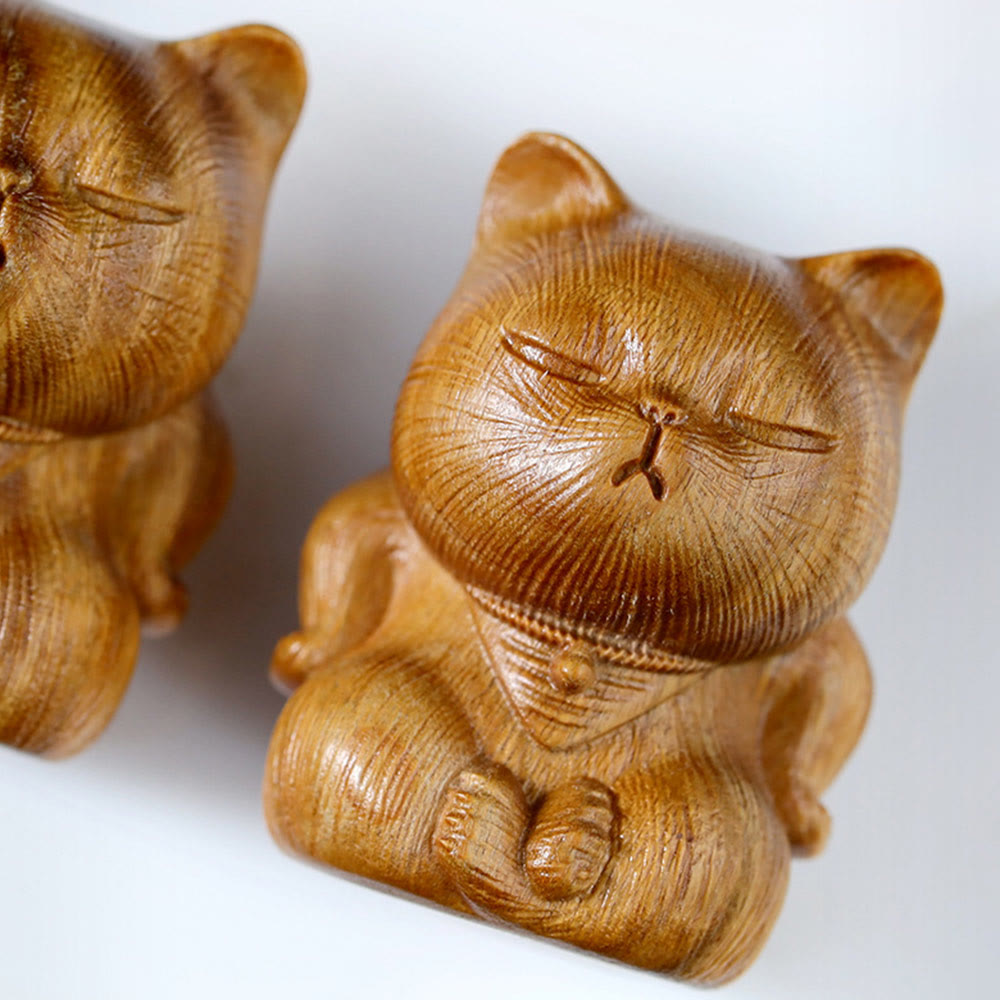 Buddha Stones, klein, Mini, grünes Sandelholz, Glückskatze, geschnitzt, beruhigende Dekorationen - image 10