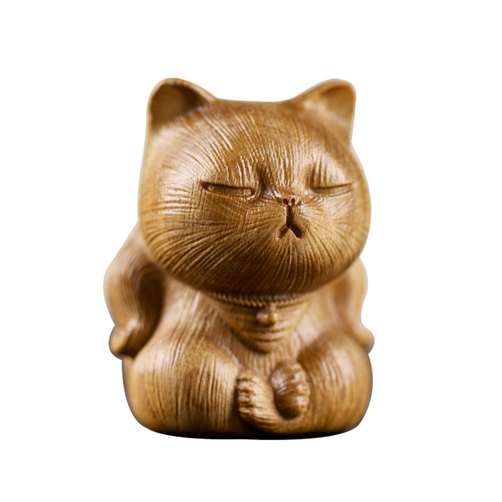 Buddha Stones, klein, Mini, grünes Sandelholz, Glückskatze, geschnitzt, beruhigende Dekorationen - image 12