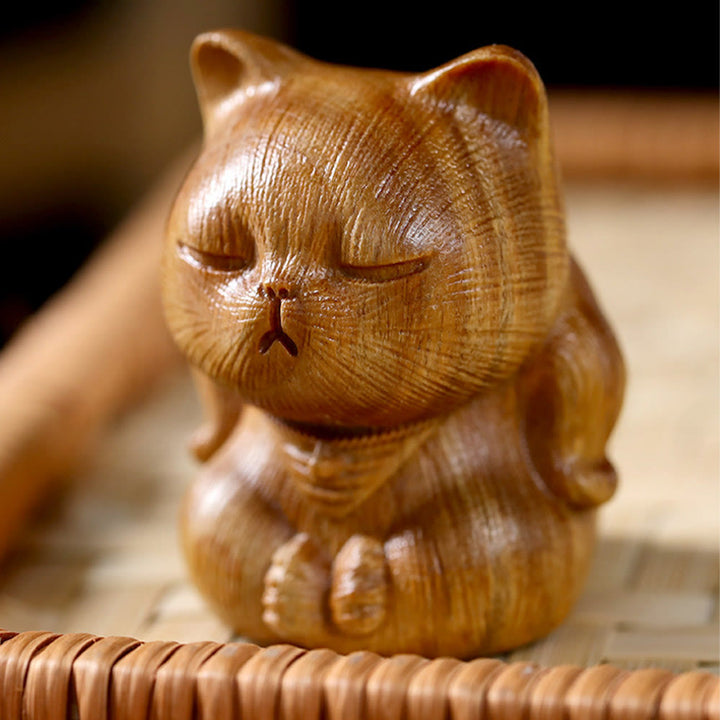 Buddha Stones, klein, Mini, grünes Sandelholz, Glückskatze, geschnitzt, beruhigende Dekorationen - image 3