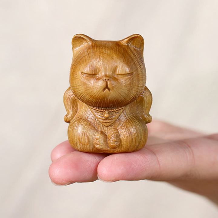 Buddha Stones, klein, Mini, grünes Sandelholz, Glückskatze, geschnitzt, beruhigende Dekorationen - image 8
