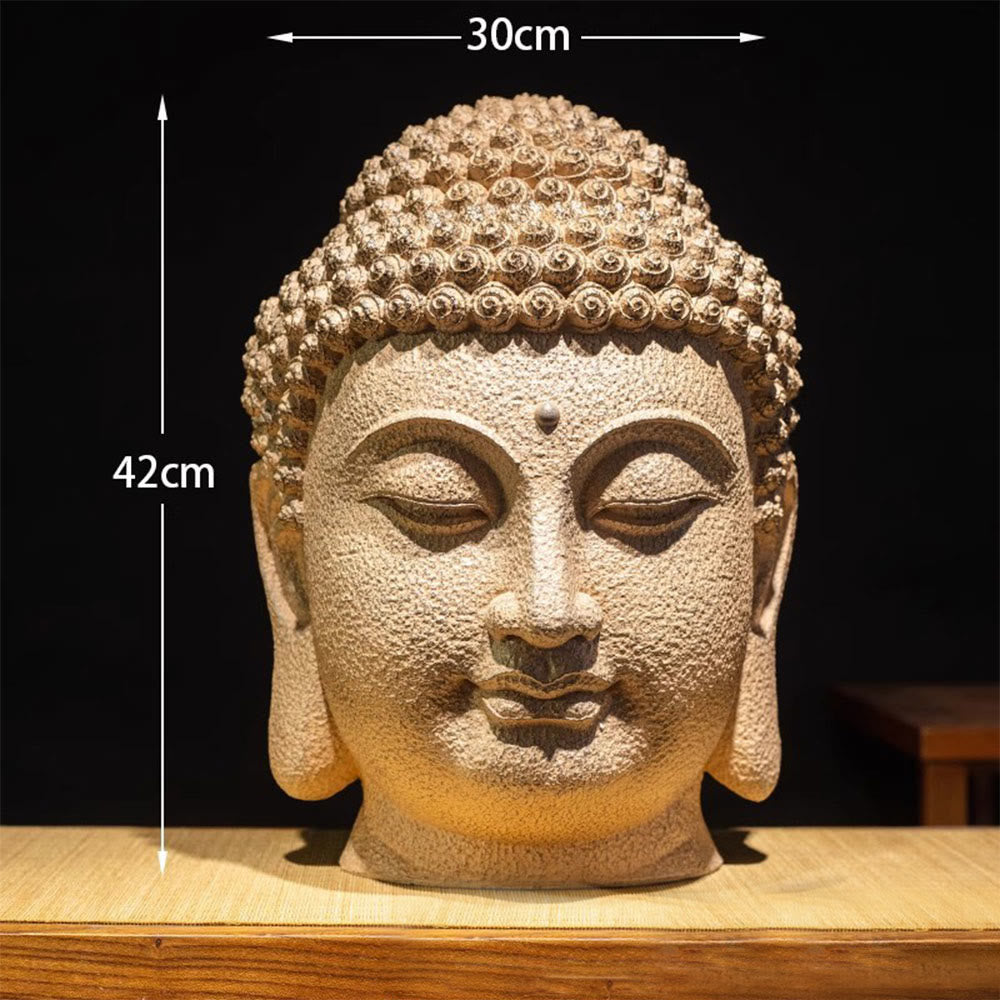 Buddha Stones, geschlossene Augen, meditierender Buddha-Kopf, Harzstatue, Zen-Dekoration, 42 x 30 x 30 cm