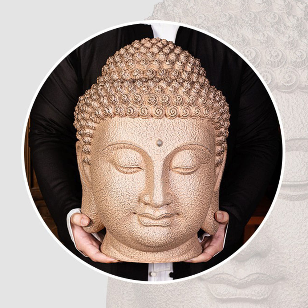 Buddha Stones, geschlossene Augen, meditierender Buddha-Kopf, Harzstatue, Zen-Dekoration, 42 x 30 x 30 cm