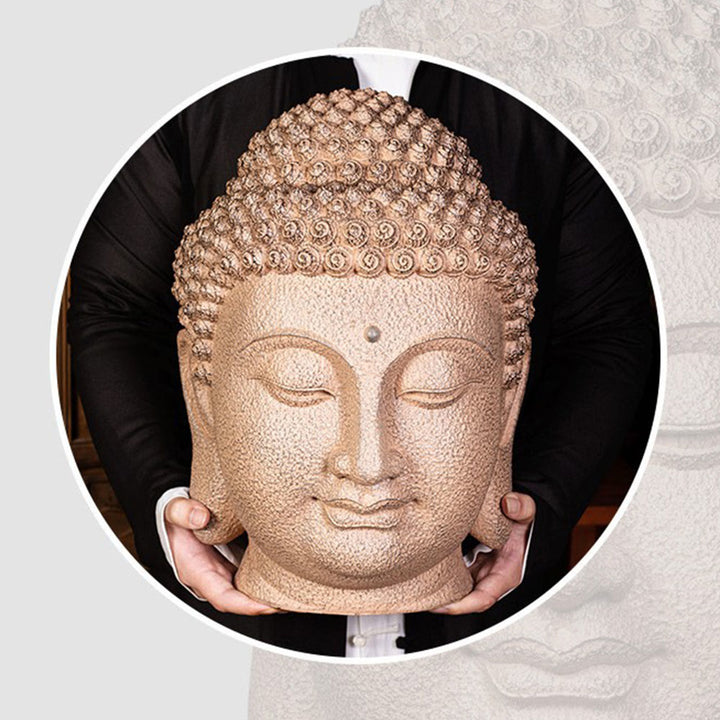 Buddha Stones, geschlossene Augen, meditierender Buddha-Kopf, Harzstatue, Zen-Dekoration, 42 x 30 x 30 cm