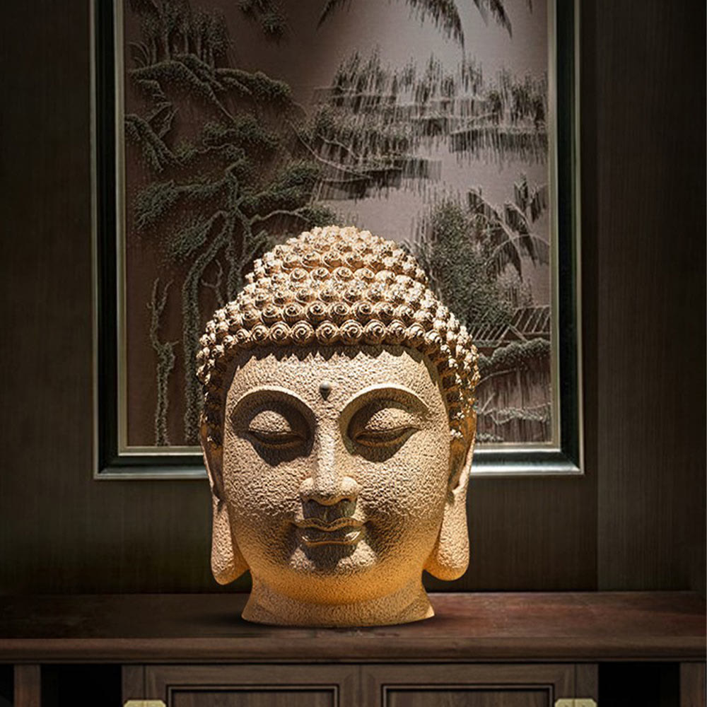Buddha Stones, geschlossene Augen, meditierender Buddha-Kopf, Harzstatue, Zen-Dekoration, 42 x 30 x 30 cm